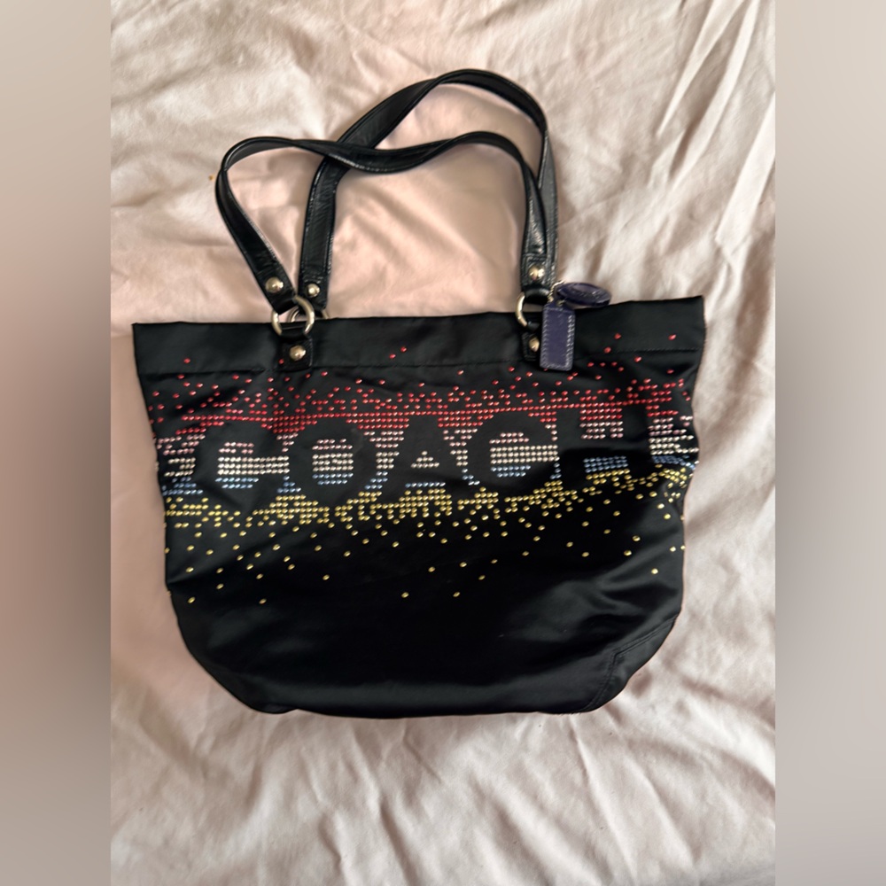 Coach Black Tote with Red and Yellow Accents